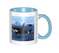 Killer Whales Swim Along Dual Color Ceramic Coffee Mug 330ml - Classic Tea Cup, Gift Mug, Microwave Safe, Office and Home Drinkware