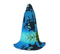 Killer Whales Swim Along Hooded Cape For Teenagers, Unisex Cloak Robe Hooded Halloween Costume Satin Witches Vampire Cloak Fancy Dress Up Children