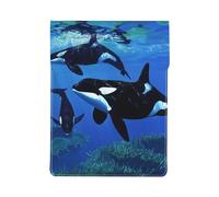 Killer Whales Swim Along Print 13-inch Laptop Sleeve, Slim Shockproof Insertion Design Leather Laptop Case for Office, School, Travel