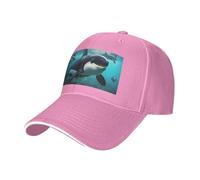 Killer Whales Swim Along Print Adjustable Size Sandwich Baseball Cap Breathable Unisex Casual Hat Daily Use Sport Pink