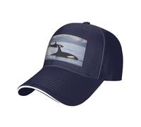 Killer Whales Swim Along Print Adjustable Size Sandwich Baseball Cap Breathable Unisex Casual Hat Daily Use Sport Navy Blue