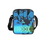 Killer Whales Swim Along Print Clear Pvc Waterproof Tote Transparent See Through Lunch Handbag,Travel Toiletry Bag,Women Men Work Shopping