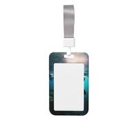 Killer Whales Swim Along Print Detachable Neck Lanyardbadge Holder Card Name Protector Cover with Lanyard Strap