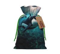 Killer Whales Swim Along Print Drawstring Pouch For Gifts,Reusable Adorable Gift Bags,Perfect For Jewelry And More