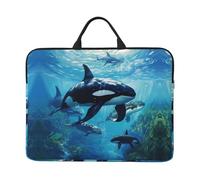 Killer Whales Swim Along Print Laptop Sleeve Case14in Computer Cases for Pad Tablet, Briefcase Bag