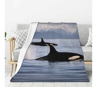 Killer Whales Swim Along Print Lightweight Warm Blanket Soft Thick Blankets Bedroom Camping Living Room Traveling