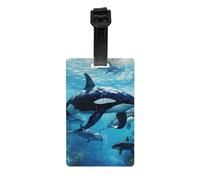 Killer Whales Swim Along Print Luggage Tag Suitcases Identification Labels Set Travel Bag Backpack Suitcase Tags
