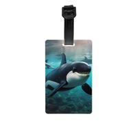 Killer Whales Swim Along Print Luggage Tags for Suitcases Identification Labels Waterproof Travel Cruise Daily Use