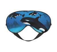 Killer Whales Swim Along Print Satin Sleep Mask & Eye Mask | Deep Dream Sleep Masks for Women & Men | Soft Sleeping Eye Mask to Nourish Skin