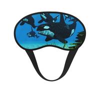 Killer Whales Swim Along Print Sleep Eye Mask Light Blocking Soft and Comfortable Night Eye Blinder for Women Men for Sleeping Travel Night Shift