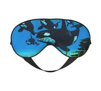 Killer Whales Swim Along Print Sleep Mask Silk Eye Cover Soft Satin Blindfold Elastic Strap Night Eyeshade Travel Nap for Women Men