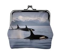 Killer Whales Swim Along print Small Pouch Kiss Lock Coin Purse for Women Coin Change Purse, Credit Card Wallet
