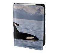 Killer Whales Swim Along Print Stylish Men Women 5.5 Inch Passport Travel Document Wallet For Secure Storag, Black, One Size
