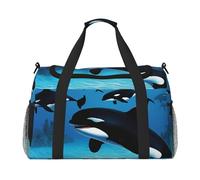 Killer Whales Swim Along Print Womens Sports Bags Travel Bag - Gym Tote Bag with Compartment,Duffel Bags for Men,Ladies Holdall,Carry On Weekend Travel Handbags for Women