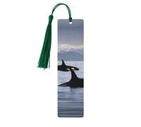 Killer Whales Swim Along Print Wood Bookmark for Women Men,with Tassels Reading Bookmarks for Book Lovers,Gifts