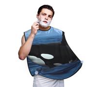 Killer Whales Swim Along Shaving Bib, Men'S Beard Trimmer Collector, Adjustable Neck Circumference With Suction Cups And Storage Bag, A Thoughtful Gift For Boyfriends, Fathers, And Brothers (107x73cm)