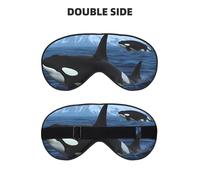Killer Whales Swim Along Sleep Mask for Women & Men - Double-Sided Eye Mask with Adjustable Strap, Soft Silky Feel, Light-Blocking & Breathable for Travel, Nap, Shift Work, Yoga