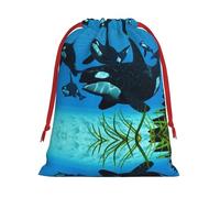 Killer Whales Swim Along Ultra Soft Velvet Gift Bag, Comfortable To The Touch, Reusable