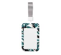 Killer-Whales-Waves Abs Vertical Id Badge Holder, Name Badge with Clear Scanning Film