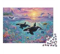 Killer Whales Wooden Jigsaw Puzzle for Adults Fun 1000 Pieces Home Decoration Toy Intellectual Game Education Game Stress Relief Challenge Educational 70x50cm/1000pcs