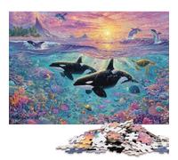 Killer Whales Wooden Jigsaw Puzzle for Adults Fun 500 Pieces Education Game Stress Relief Home Decoration Toy Intellectual Game Challenge Educational 500pcs (52x38cm)