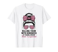 Killing Them with Kindness Pink Leopard Messy Bun T-Shirt
