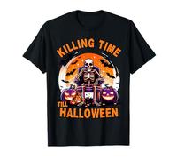 Killing Time Till Halloween Funny Skeleton Pumpkin Bats T-Shirt