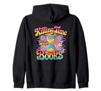 Killing Time With Books Hourglass Roses Zip Hoodie