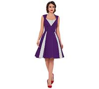 KILLREAL Women's Polka Dot Retro Vintage Style Cocktail Party Swing Dress, Purple, M