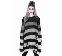 Killstar Grady Knit Distressed Oversized Striped Gothic Punk Sweater KSRA001143