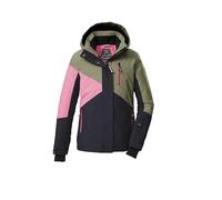 Killtec 43563-000 KSW 209 GRLS SKI JCKT Girl's Functional Ski Jacket with Hood and Snow Guard, Size 140 Black/Blue/Sage/Light Raspberry