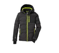 Killtec Boy's Ski Quilted Jacket/Functional Jacket with Hood and Snow Guard KSW 203 BYS QLTD JCKT, Dark Stone/Black/Neon Yellow, 164, 43470-000