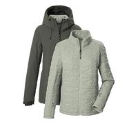 killtec KOW 20 WMN JCKT Women's 3-in-1 Functional Jacket with Hood, Waterproof and Zip-In Quilted Jacket, Dark Sage, 48, 44467-000