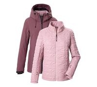 killtec KOW 20 WMN Women's 3-in-1 Functional Jacket with Hood Waterproof and Zip-In Quilted Jacket, Dark Mauve, 36, 44467-000