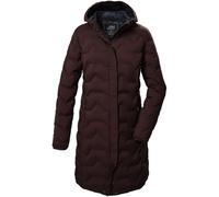 Killtec KOW 9 women's quilted jacket with hood, waterproof long winter parka, burgundy (41806/447)