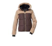 Killtec KSW 111 WMN SKI QLTD JCKT Women's Quilted Jacket in Down Look with Hood and Zip-Off Snow Guard Dark Brown, 42, 43616-000