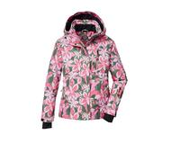 Killtec KSW 211 GRLS SKI JCKT, Sage AOP, 128, 43598-000 Girls' Ski Jacket with Hood and Snow Guard