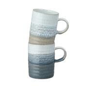 Kiln Accents Ridged Mugs (Taupe & Slate) - Set Of 2 -