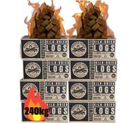 Kiln Dried Hardwood Firewood Logs - Proper Wood 240kg Box. Certified 'Ready to Burn', Low Moisture, Long Lasting Heat & Minimal Smoke. Indoor Fireplaces, Stoves Or Outdoor Fire Pit, Pizza Oven & BBQ