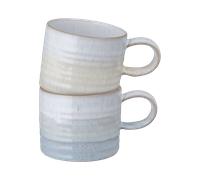 Kiln Lemon And Light Blue Small Ridged Mugs - Set Of 2 -