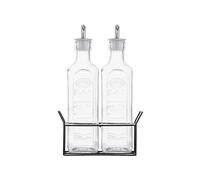 Set of 2 0.6L Oil Bottles & Metal Rack Purple
