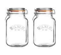 Kilner 1.5 Litre Glass Square Glass Clip Top Preservation Jar (Pack of 2)