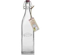 Kilner 1L Square Glass Bottle with Airtight Seal for Sauces and Pantry Storage