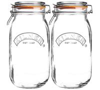 Kilner 2pcs Clip Top Round 1.5L Glass Jar Jam Coffee Storage Holder Kitchenware