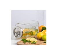 Kilner 3 Litre Glass Fridge Drinks Dispenser Space-Saving Design with Measuring Scale for Daily Water Tracking Airtight Tap for Juices, Flavoured Waters & Cold Drinks