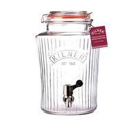 Kilner 5 Litre Vintage Glass Storage Jar with Dispensing Tap Embossed Logo and Ribbed Design Airtight Clip Top for Cocktails, Infused Drinks, and Parties