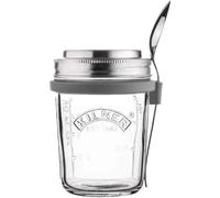 Kilner Breakfast Jar Set 0.35L Glass Overnight Oats Container Spoon & Lid Holder