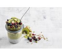 Kilner Glass Breakfast Jar Set 350ml Overnight Oats Yoghurt Pot Lid