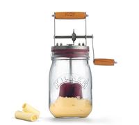 Kilner Butter Churner Set 1L Glass Jar with Hand Churning Mechanism and Paddles Includes Recipe Booklet Ideal for Homemade Flavored Butter Perfect for Pancakes and Baking