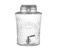 Kilner Drinks Dispenser Diamond 5L Glass – Stainless Steel Tap, Airtight Clip-Top Lid